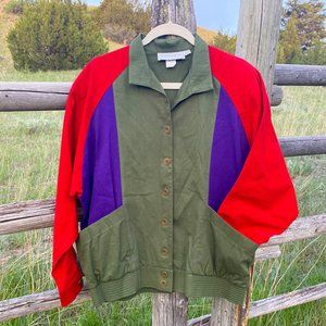 Vintage Howard Wolf Colorblocked Button up Bomber